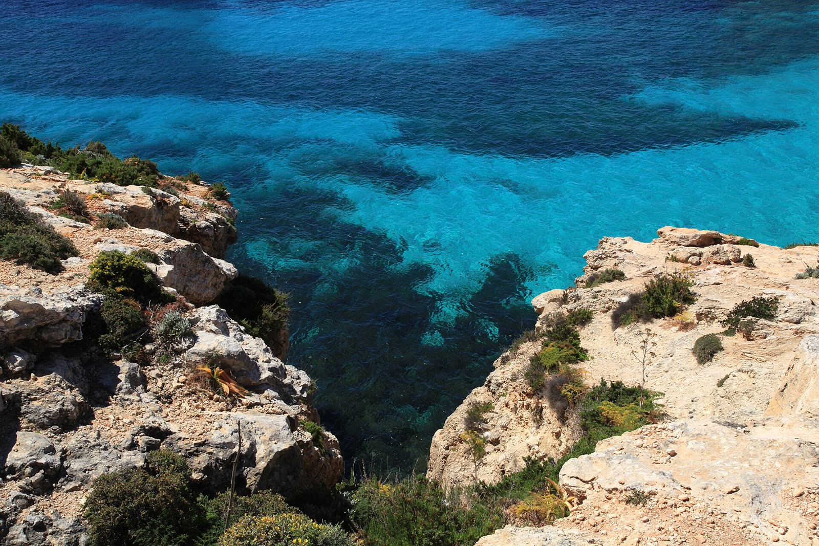 Turquoise water of the Blue Lagoon, Comino, Malta